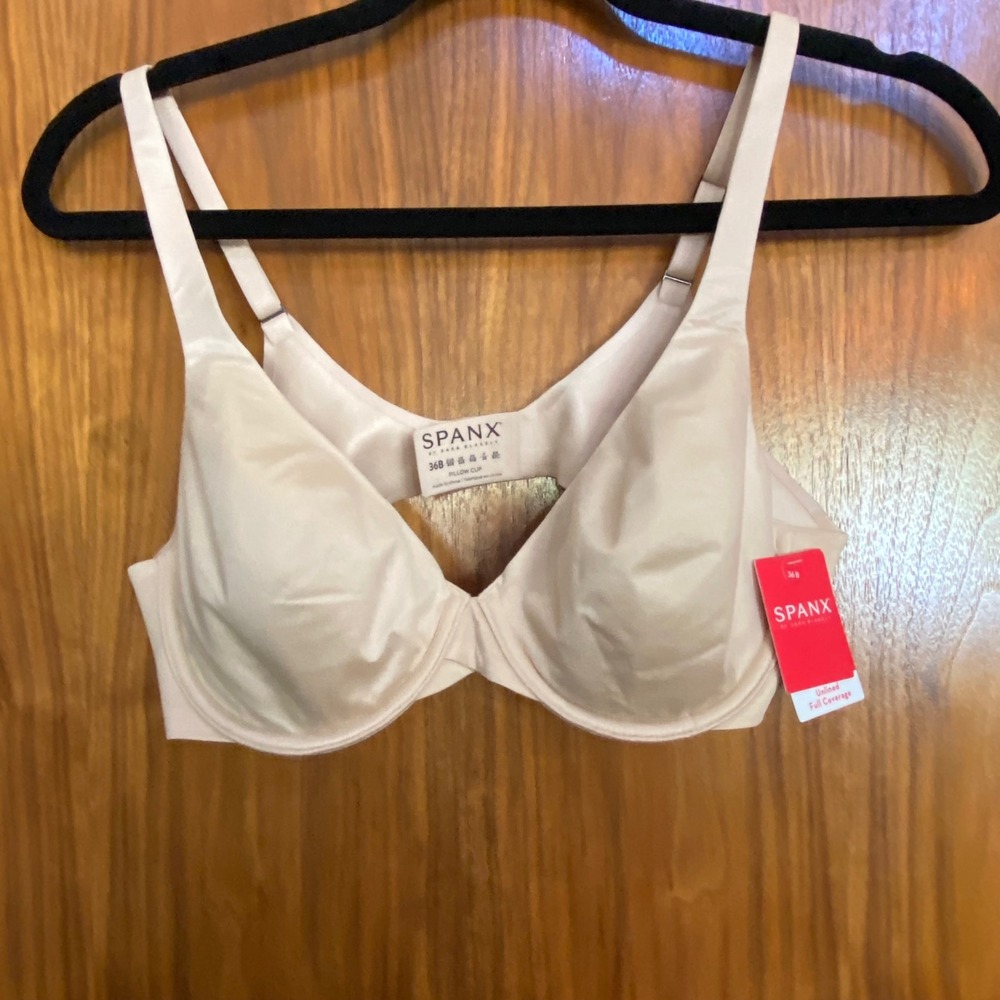 NWT Spanx Pillow Cup Signature Unlined Full Coverage Bra Beige 36B